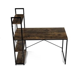 Stůl pracovní s regálem, MDF, dekor staré dřevo, černý kov