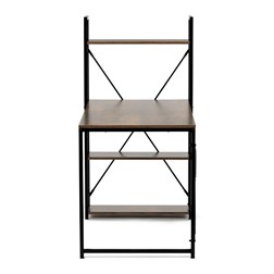 Stůl pracovní s regálem, MDF, dekor staré dřevo, černý kov