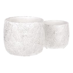 Obal betonový-sada 2ks, motiv jehličí, bílo-stříbrné.