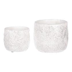 Obal betonový-sada 2ks, motiv jehličí, bílo-stříbrné.