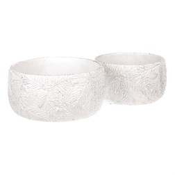 Obal betonový- kulatý, sada 2ks, motiv jehličí, bílo-stříbrné.