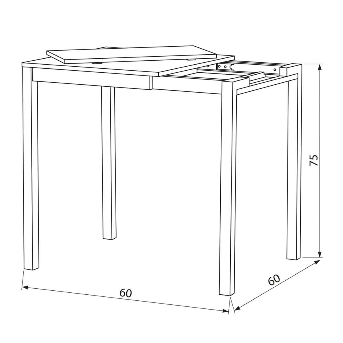 Rozkladací jedálenský stôl MDF/melamín/kov GDT-206 Hnedá