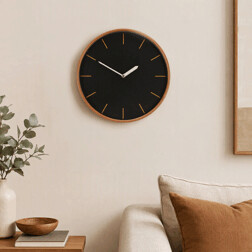 Hodiny nástěnné - bez číslic, dřevěný rám, černé, 32 cm
