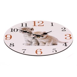 Hodiny nástěnné - zvídavá koťata, MDF, 34 cm