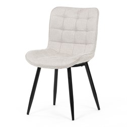 Židle jídelní, béžová látka, černé kovové nohy