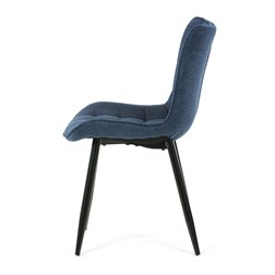 Židle jídelní, modrá látka, černé kovové nohy