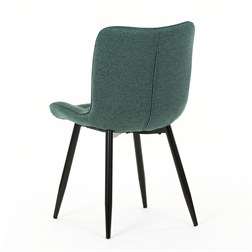 Židle jídelní, zelená látka, černé kovové nohy