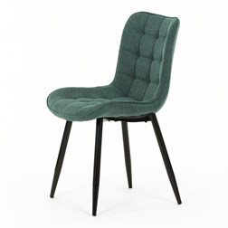 Židle jídelní, zelená látka, černé kovové nohy