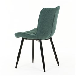 Židle jídelní, zelená látka, černé kovové nohy