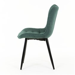 Židle jídelní, zelená látka, černé kovové nohy