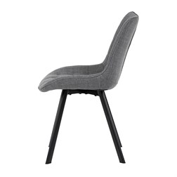 Židle jídelní, šedá látka, nohy černý kov