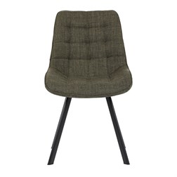 Židle jídelní, zelená látka, nohy černý kov