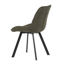 Židle jídelní, zelená látka, nohy černý kov