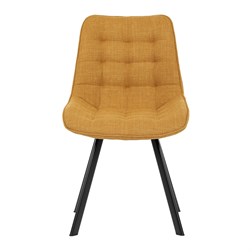Židle jídelní, žlutá látka, nohy černý kov
