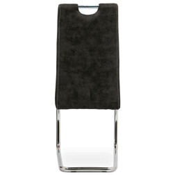 Jedálenská stolička, poťah čierna látka v dekore vintage kože, kovová chrómovaná perová podnož