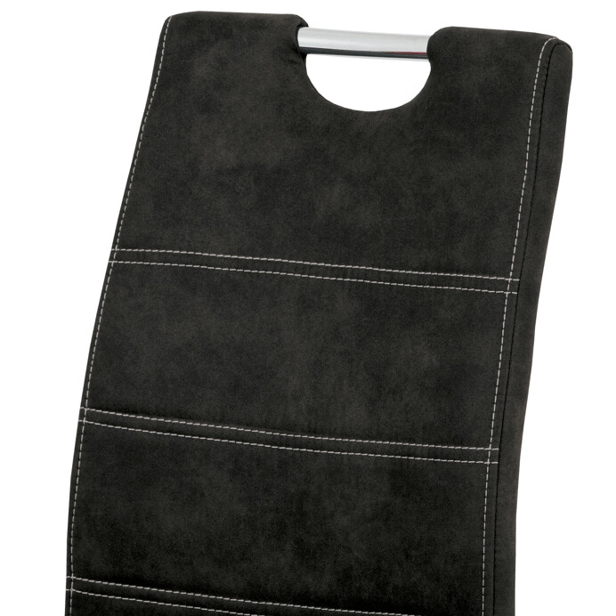 Jedálenská stolička, čierna látka COWBOY, biele prešitie, kov chrom HC-483 BK3