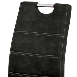 Jedálenská stolička, poťah čierna látka v dekore vintage kože, kovová chrómovaná perová podnož