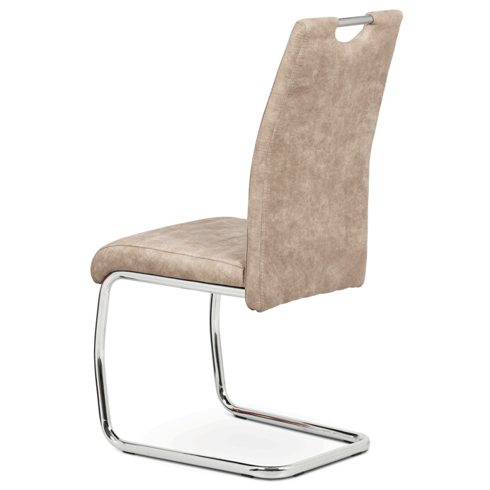 Jedálenská stolička, krémová látka COWBOY,kov chrom HC-483 CRM3