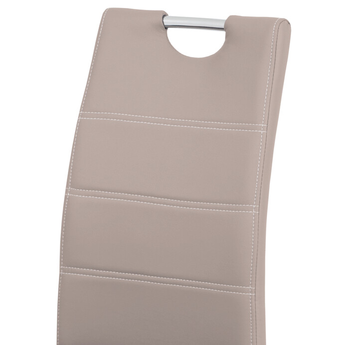 Jedálenská stolička, poťah lanýžová ekokoža, biele prešitie HC-484 LAN - NA SKLADE!