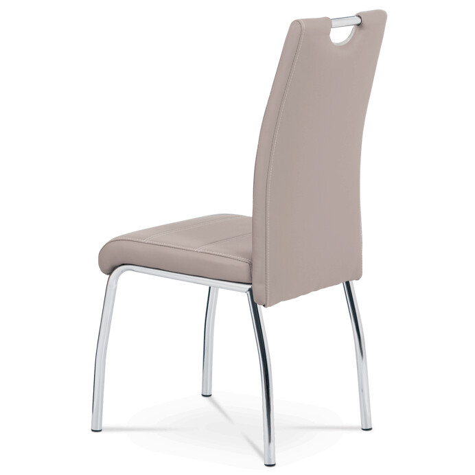 Jedálenská stolička, poťah lanýžová ekokoža, biele prešitie HC-484 LAN - NA SKLADE!