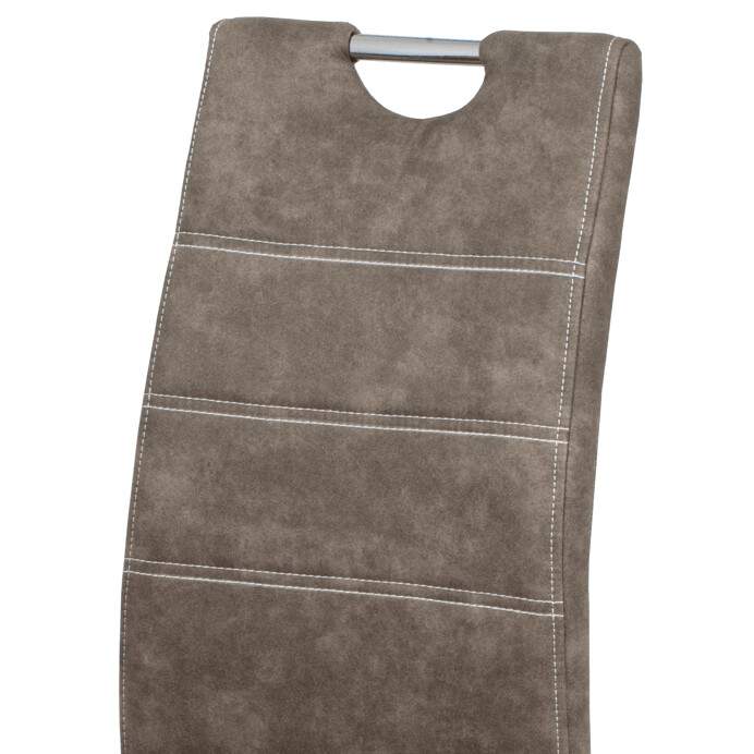 Jedálenská stolička, látka hnedá, biele prešitie / chrom HC-486 BR3