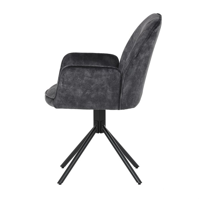 Jedálenská stolička a Konferenčný, čierna látka v dekore žíhaného zamate, kovová čierne nohy HC-511 BK4