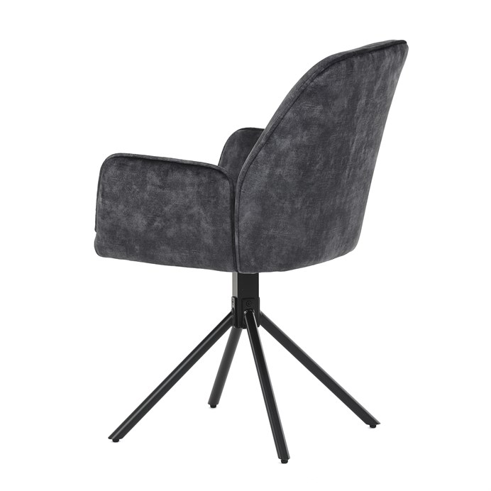 Jedálenská stolička a Konferenčný, čierna látka v dekore žíhaného zamate, kovová čierne nohy HC-511 BK4