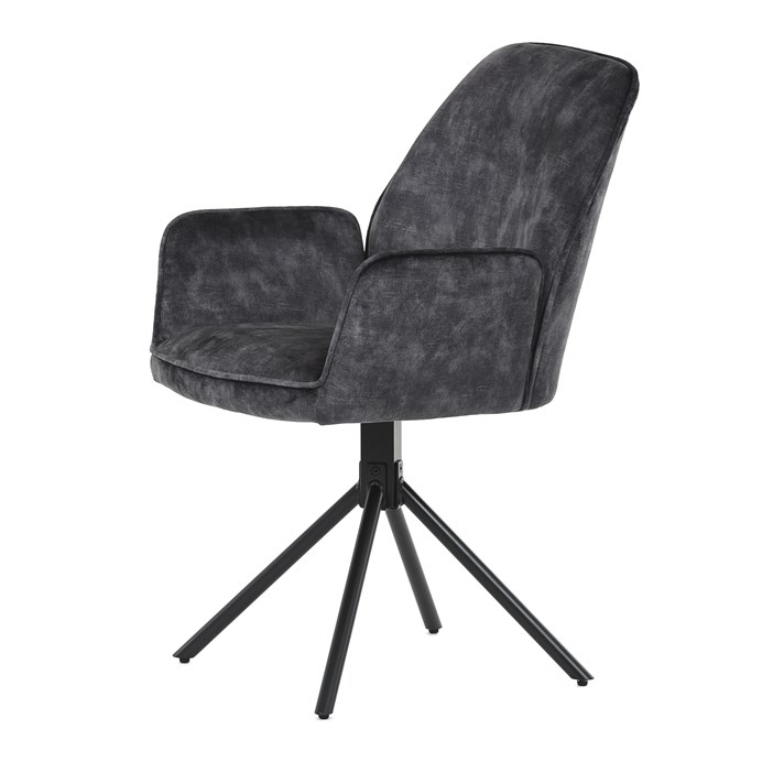 Jedálenská stolička a Konferenčný, čierna látka v dekore žíhaného zamate, kovová čierne nohy HC-511 BK4