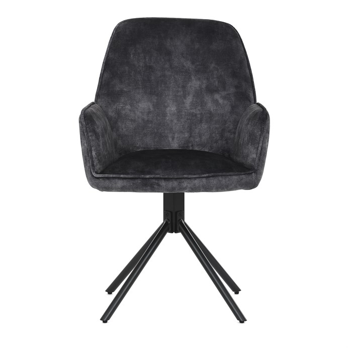 Jedálenská stolička a Konferenčný, čierna látka v dekore žíhaného zamate, kovová čierne nohy HC-511 BK4