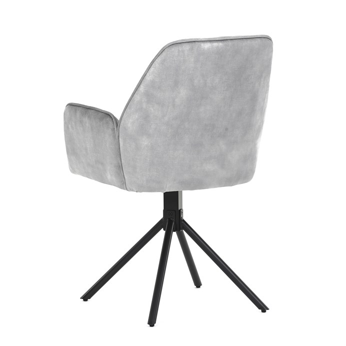 Jedálenská stolička a Konferenčný, strieborná látka v dekore žíhaného zamate, kovová čierne nohy HC-511 SIL4