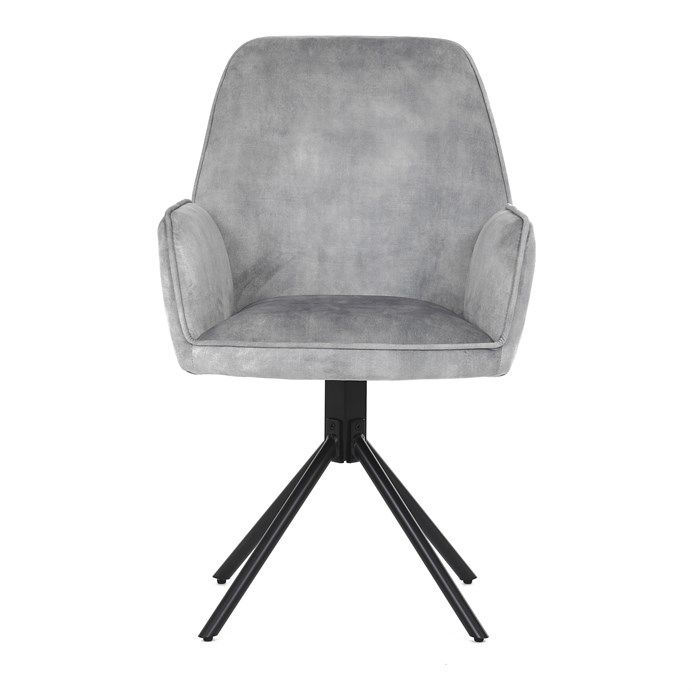 Jedálenská stolička a Konferenčný, strieborná látka v dekore žíhaného zamate, kovová čierne nohy HC-511 SIL4