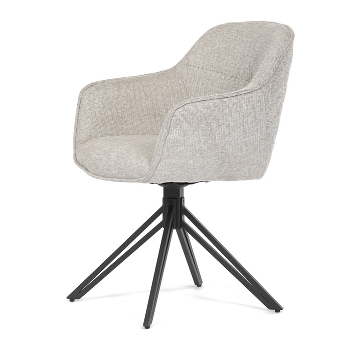 Jedálenská a konferenčná stolička, poťah krémová látka, kovové nohy, čierny mat HC-533 CRM2