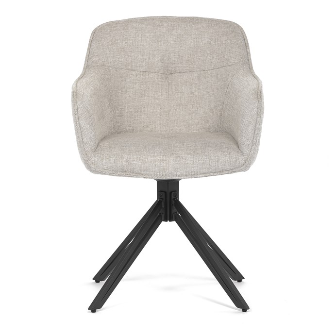 Jedálenská a konferenčná stolička, poťah krémová látka, kovové nohy, čierny mat HC-533 CRM2