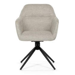 Židle jídelní a konferenční, krémová látka, černé kovové nohy, otočný mechanismus