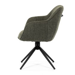 Židle jídelní a konferenční, zelená látka, černé kovové nohy, otočný mechanismus