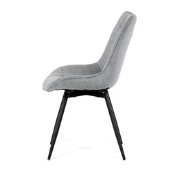 Židle jídelní, šedá látka, černý kov, otočný mechanismus 90°/90° (L/P) - funkce reset