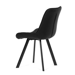 Židle jídelní, černá látka v dekoru broušené kůže, nohy černý kov