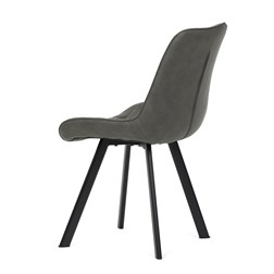 Židle jídelní, šedá látka v dekoru broušené kůže, nohy černý kov