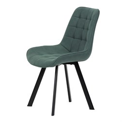 Židle jídelní, zelená látka v dekoru broušené kůže, nohy černý kov