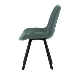 Židle jídelní, zelená látka v dekoru broušené kůže, nohy černý kov