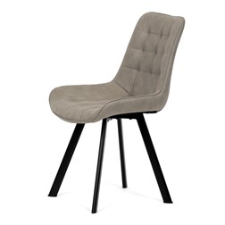 Židle jídelní, béžová látka v dekoru broušené kůže, nohy černý kov