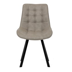 Židle jídelní, béžová látka v dekoru broušené kůže, nohy černý kov