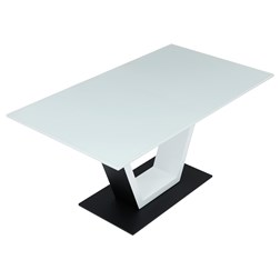 Stůl jídelní rozkládací 160+50x80x76,5, bílý matný lak, tvrzené sklo,