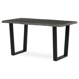 Stůl jídelní, 140x80x75 cm, MDF deska, dekor šedý dub, kovová nohy ve tvaru U, černý matný lak