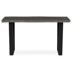 Stůl jídelní, 140x80x75 cm, MDF deska, dekor šedý dub, kovová nohy ve tvaru U, černý matný lak