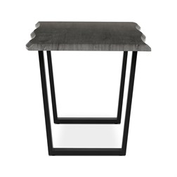 Stůl jídelní, 140x80x75 cm, MDF deska, dekor šedý dub, kovová nohy ve tvaru U, černý matný lak