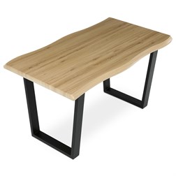 Stůl jídelní, 140x80x75 cm, MDF deska, dekor divoký dub, kovová nohy ve tvaru U, černý matný lak