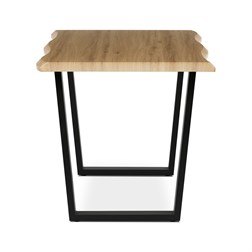 Stůl jídelní, 140x80x75 cm, MDF deska, dekor divoký dub, kovová nohy ve tvaru U, černý matný lak