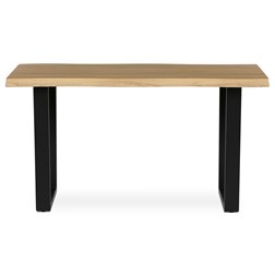 Stůl jídelní, 140x80x75 cm, MDF deska, dekor divoký dub, kovová nohy ve tvaru U, černý matný lak