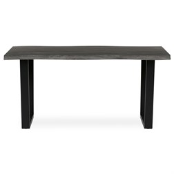 Stůl jídelní, 160x90x75 cm, MDF deska, dekor šedý dub, kovová nohy ve tvaru U, černý matný lak